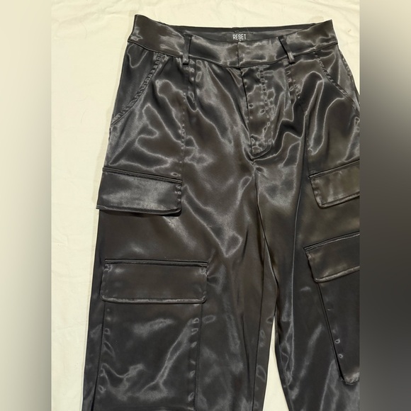 RESET By Jane Black Satin Cargo Wide Leg Pants Size Medium - Picture 8 of 13